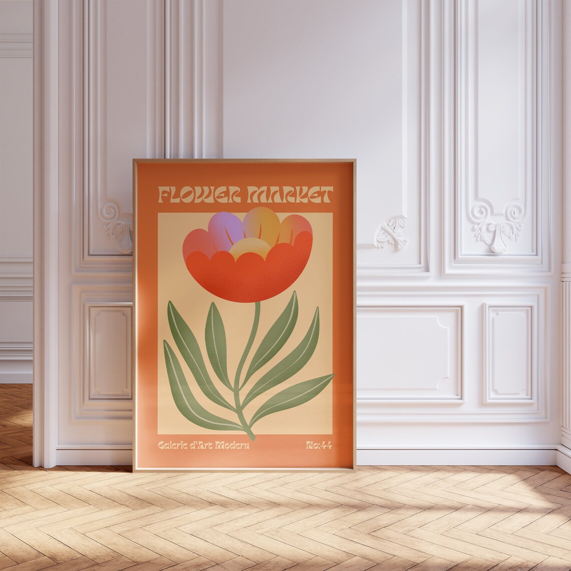 Flower Market No 44 Orange Ombre Bloom Burnt Orange Floral Poster - Image 5