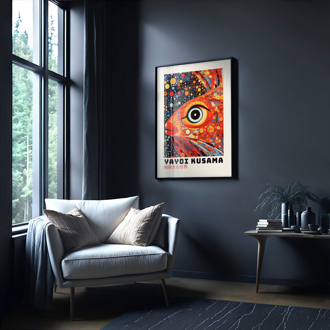Yayoi Kusama Red Mosaic Fish Infinite World Exhibition Poster - Image 5