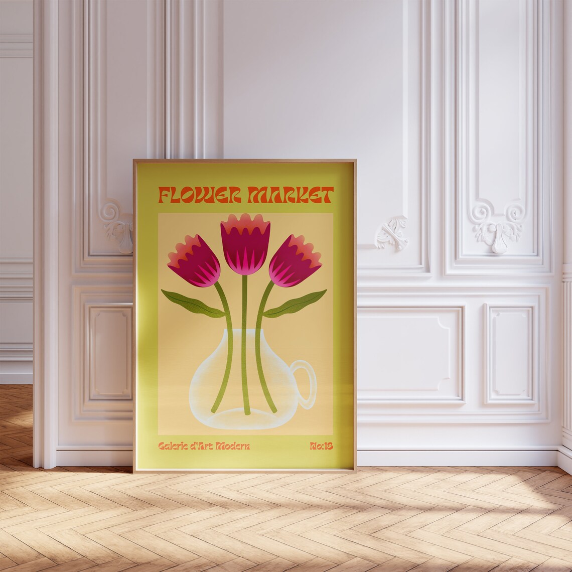Flower Market No 18 Magenta Tulips In Glass Pitcher Art Poster - Image 5