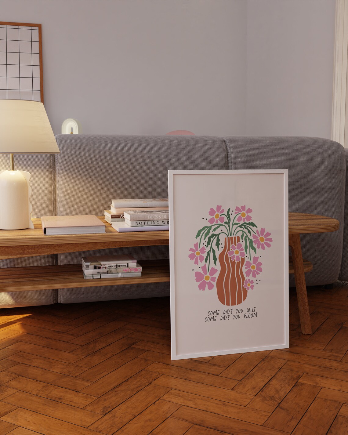 Some Days You Wilt Some Days You Bloom Pink Cosmos Vase Poster - Image 3