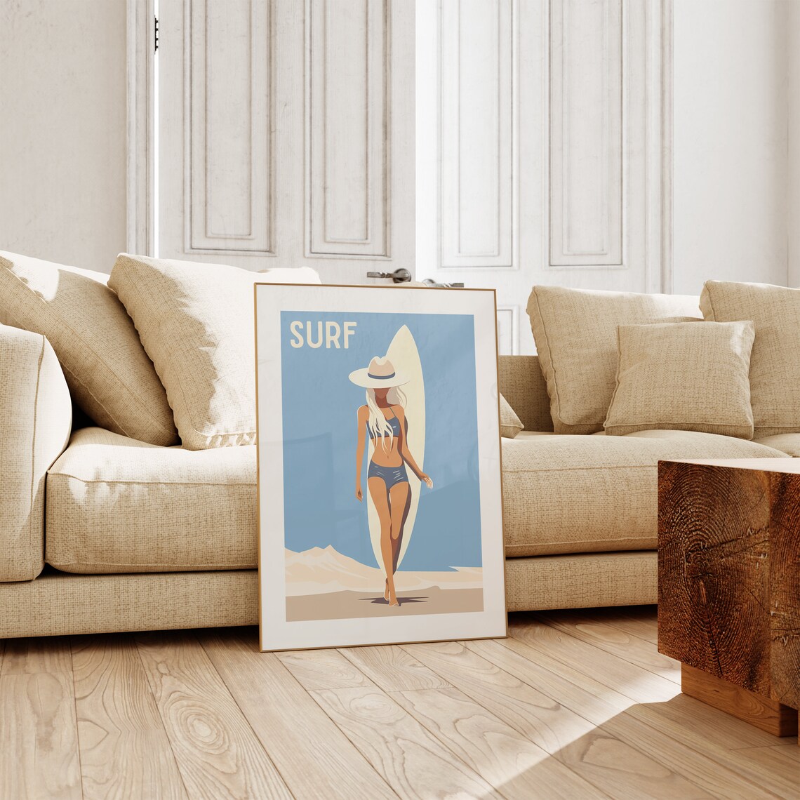 Surf Blonde Surfer Girl Beach Retro Illustration Style Art Poster - Image 5