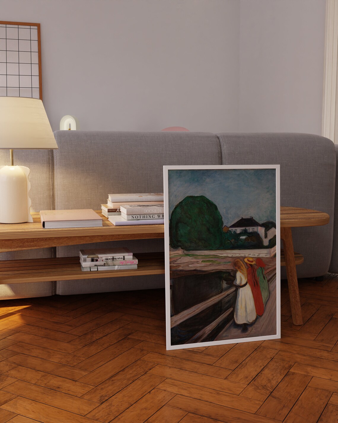Edvard Munch The Girls on the Bridge Moonlit Lake Art Poster - Image 4