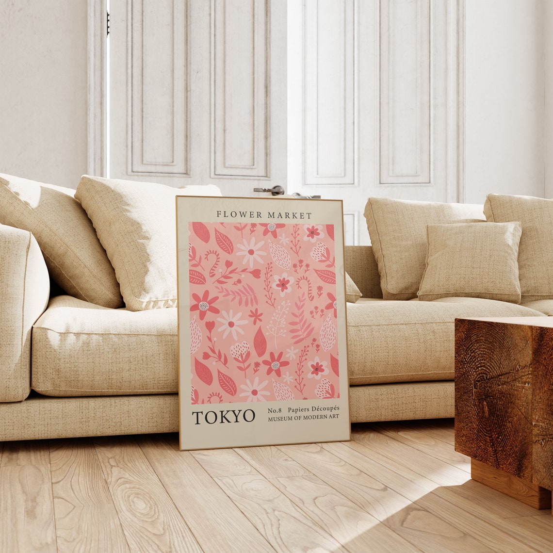 Flower Market Tokyo Blush Pink Floral Pattern Museum Art Poster - Image 3