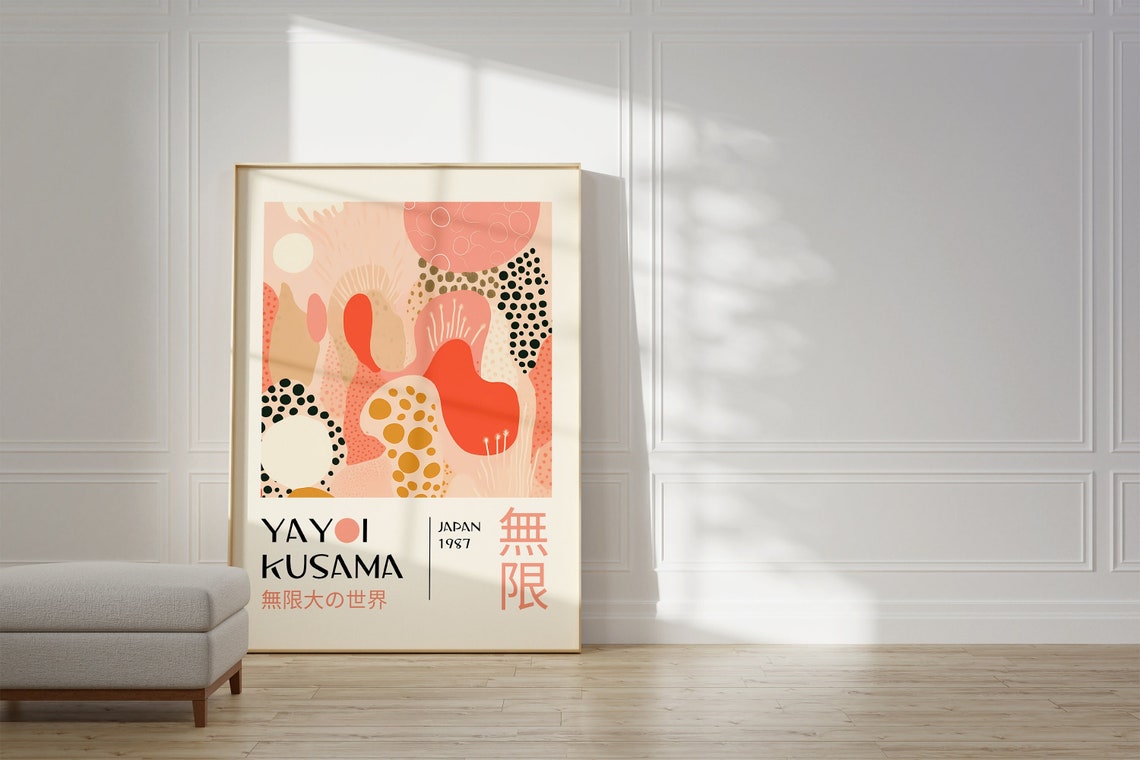 Yayoi Kusama Infinity Blush Pink Polka Dot Abstract Art Poster