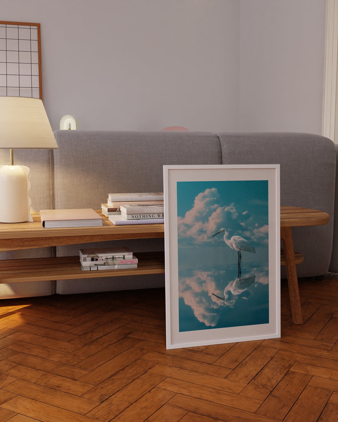 Reflections of Grace White Egret Cloud Mirror Calm Lagoon Poster - Image 5