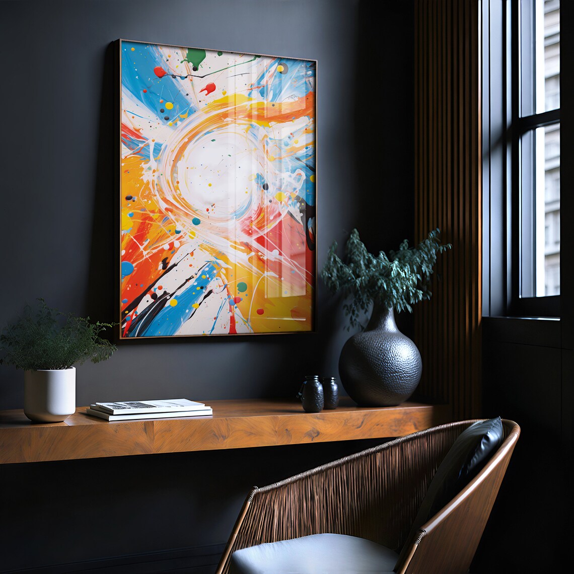 Jackson Pollock Style Colorful Paint Swirl Splash Abstract Art Poster - Image 2