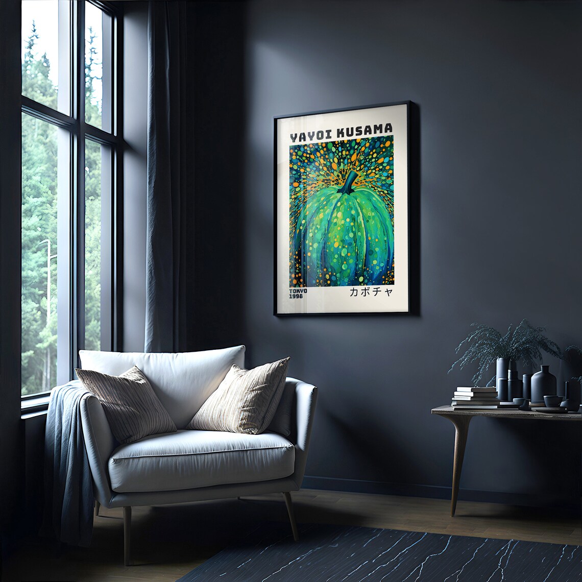 Yayoi Kusama Tokyo 1998 Green Dotted Pumpkin Exhibition Art Poster - Image 4