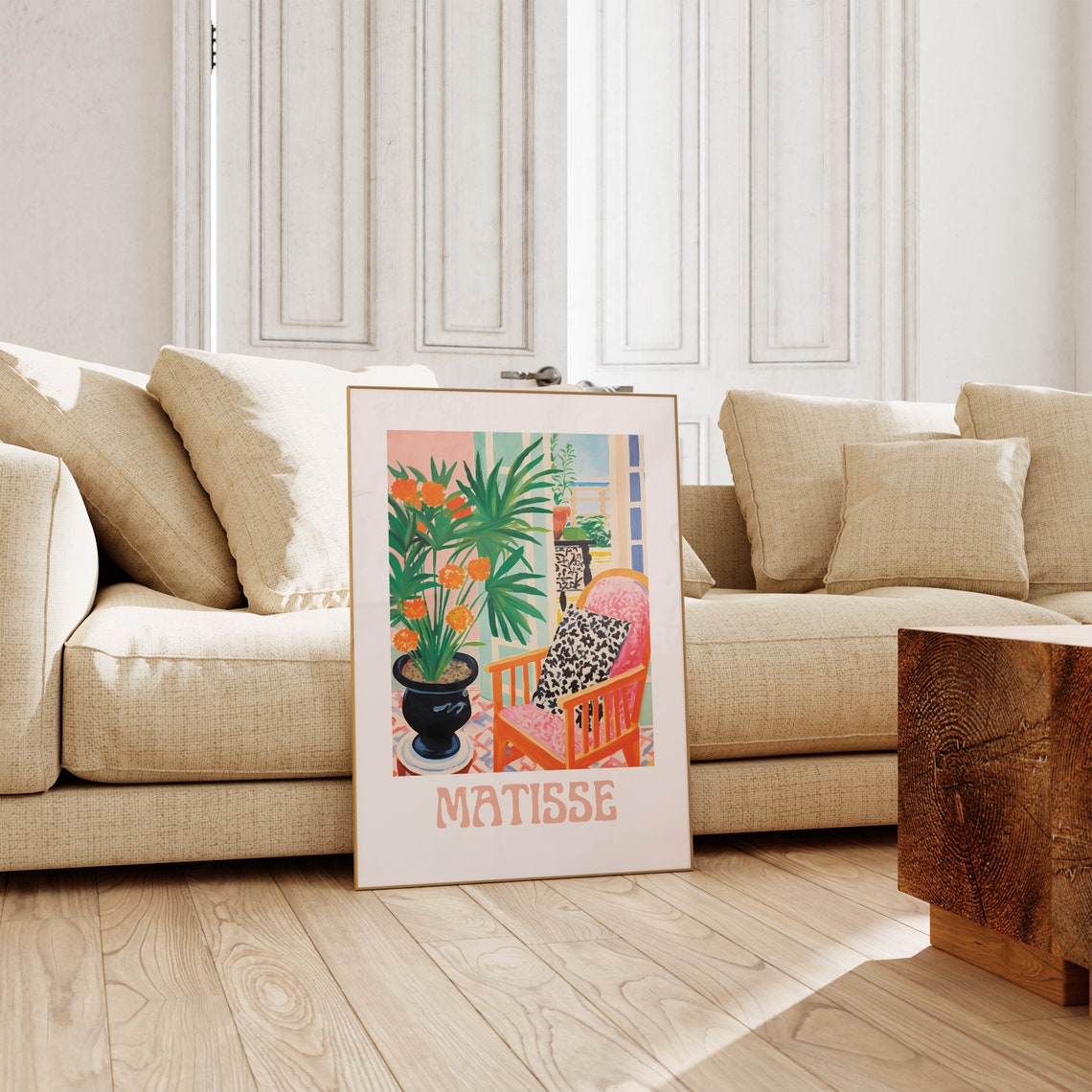 Matisse Sunny Interior Orange Flowers Armchair Exhibition Poster - Image 4
