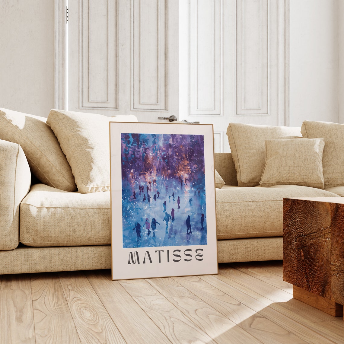 Matisse Night Ice Rink Skaters Crowd Purple Winter Art Poster - Image 2