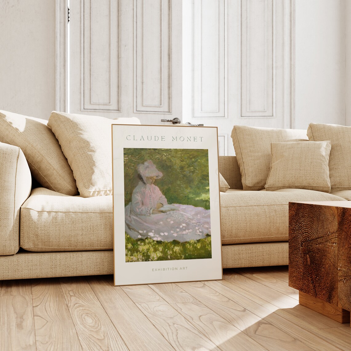 Claude Monet Woman Reading In Sunlit Garden Exhibition Art Poster - Image 3