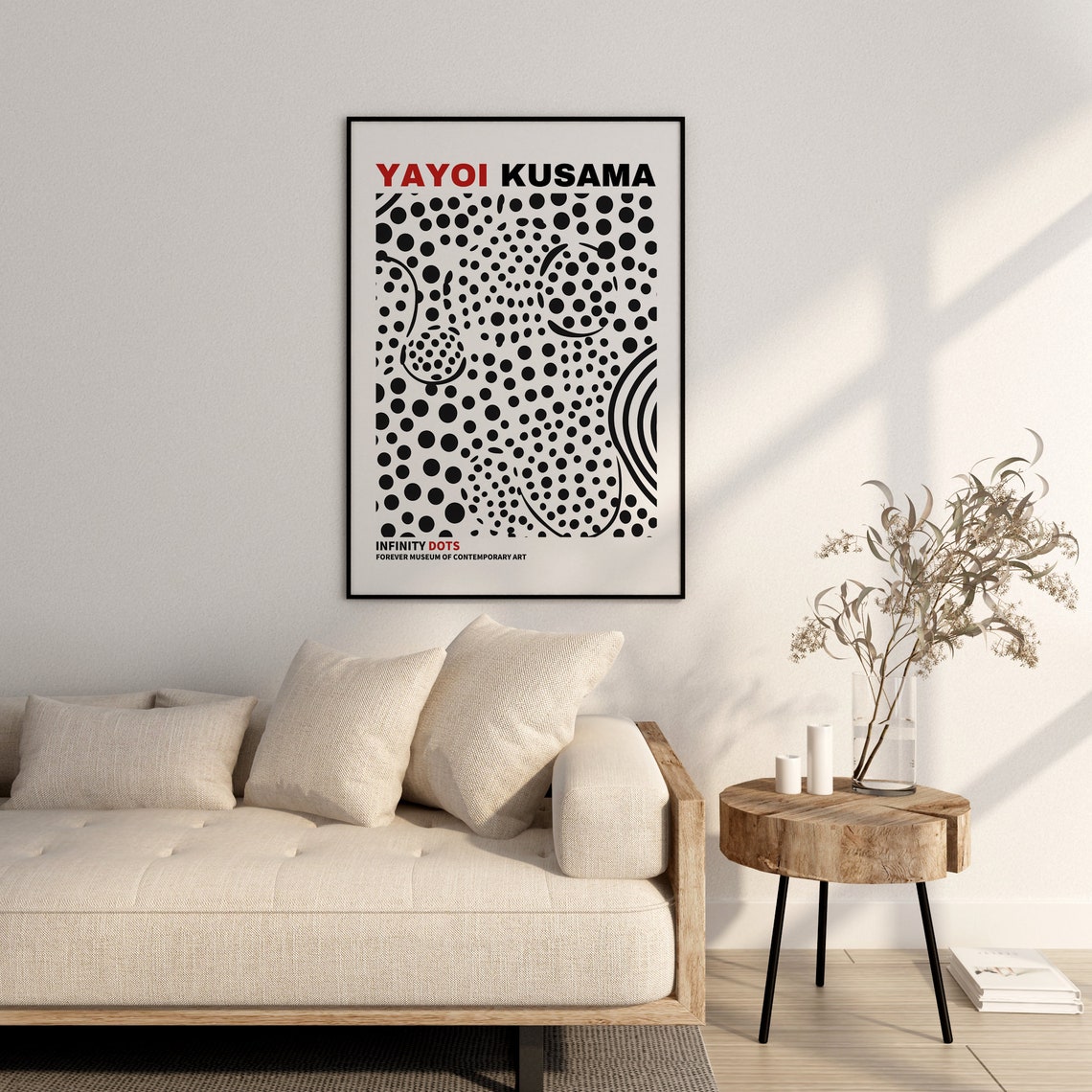 Yayoi Kusama Infinity Dots Black White Classic Modern Art Poster - Image 2