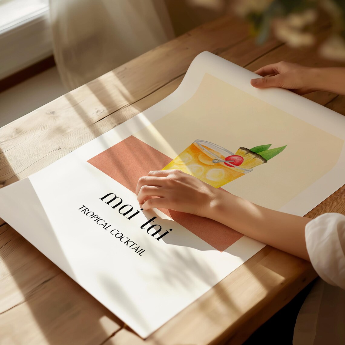 Mai Tai Tropical Cocktail Watercolor Bar Cart Kitchen Poster - Image 4