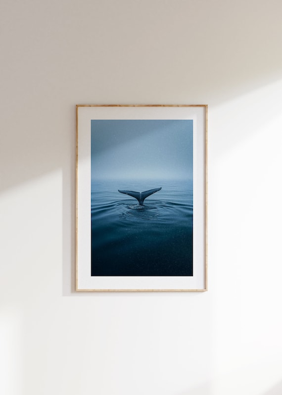 Whales Whisper Poster Beach House Decor Calming Neutral Wall Art Extra Large Ocean Whale Print Minimalist Nautical Decor Blue Wall Art