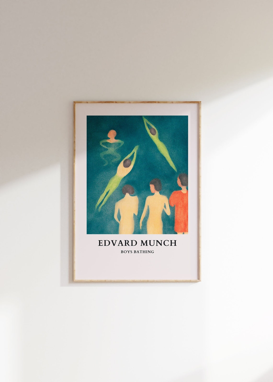 Edvard Munch Boys Bathing Swimmers Teal Expressionist Art Poster