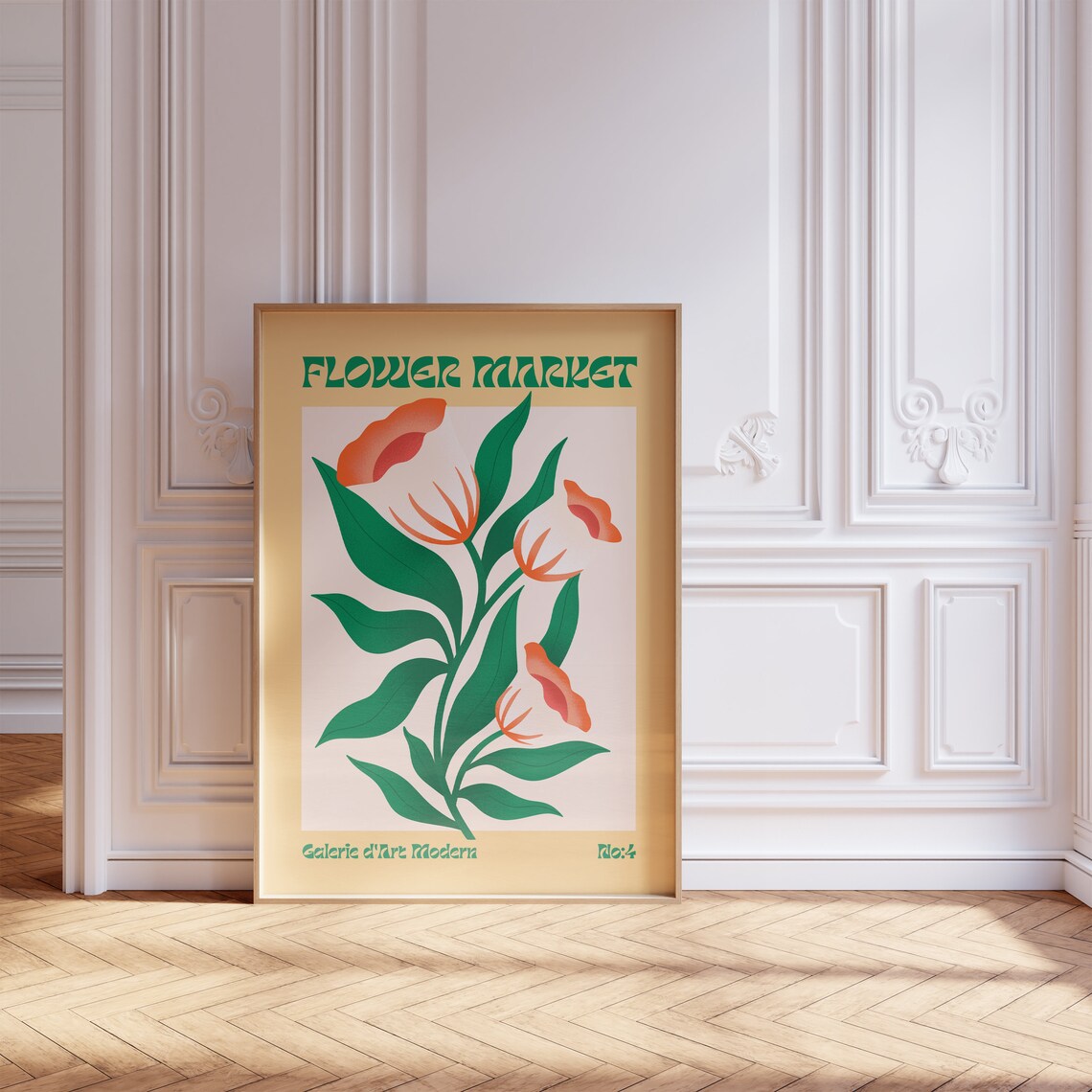 Flower Market No 4 Retro Orange Tulips Botanical Gallery Art Poster - Image 5
