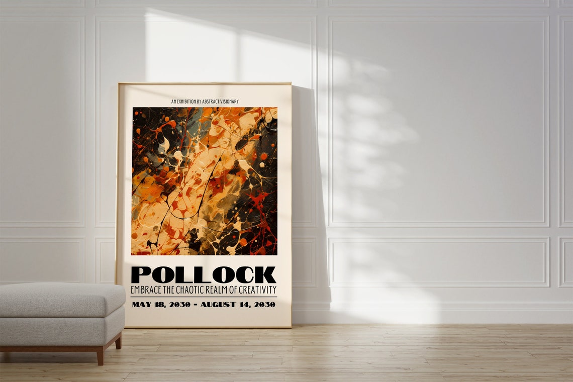 Jackson Pollock Embrace the Chaotic Realm Black Drip Splatter Poster