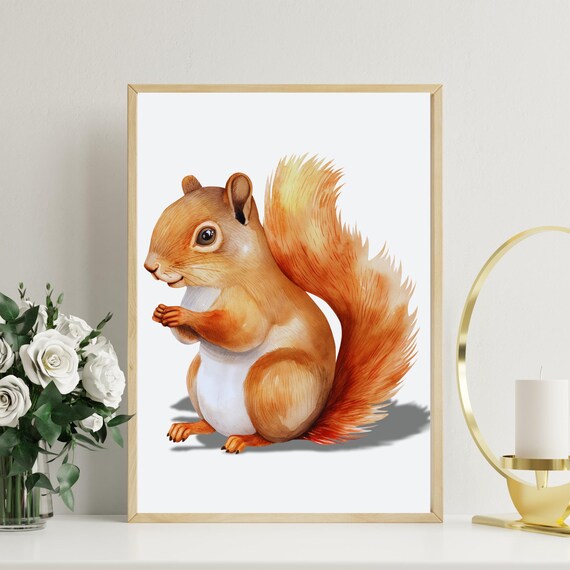 Woodland Theme Nursery Decor Forest Theme Wall Art Baby Room Decor Gift For Baby Shower Cute Animal Home Decor Squirrel Print