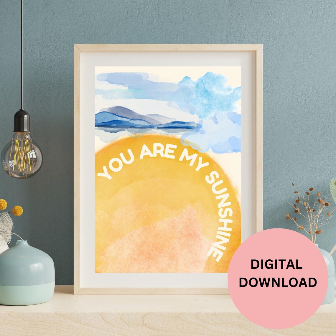 You Are My Sunshine Watercolor Sunrise Mountain Arch Nursery Poster - Image 3