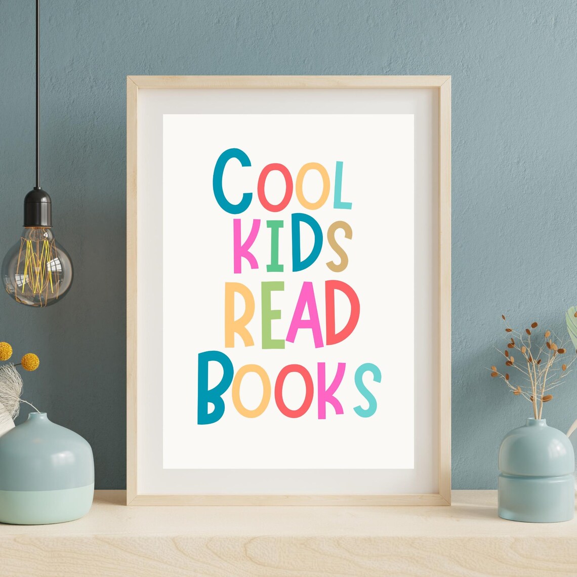 Cool Kids Read Books Colorful Block Letters Kids Quote Art Print - Image 2