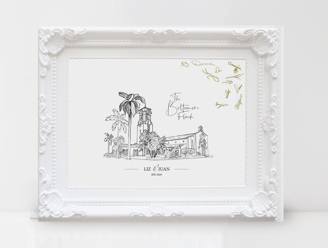 Wedding Venue Sketch Guest Book Alternative Print