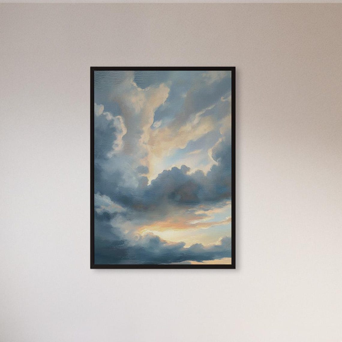 Dramatic Moody Cloudscape Sunset Painting Art Poster for Dreamy Homes
