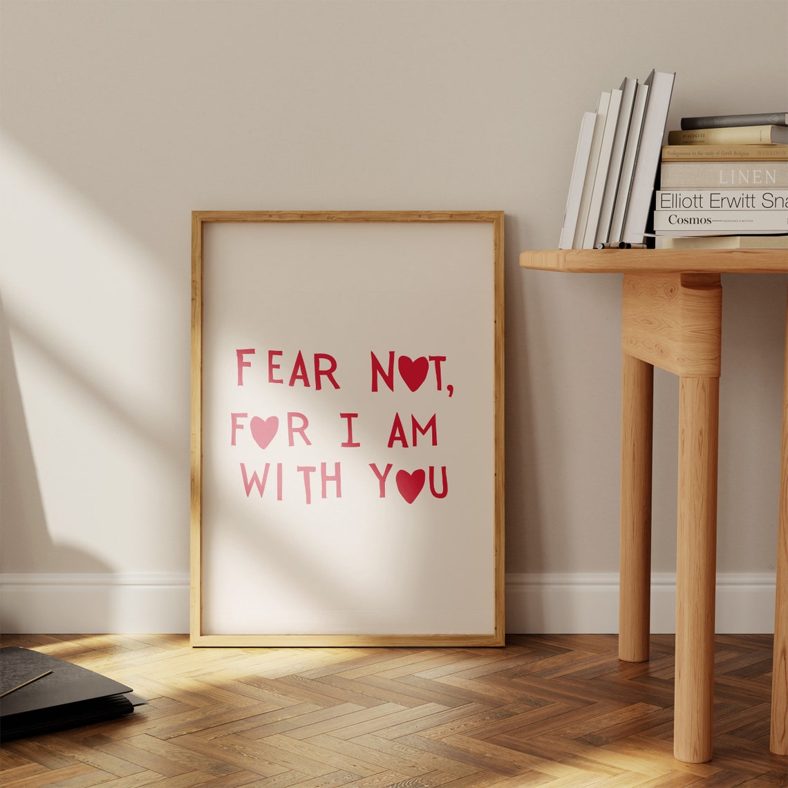Fear Not For I Am With You Red Scripture Heart Faith Decor Poster - Image 2