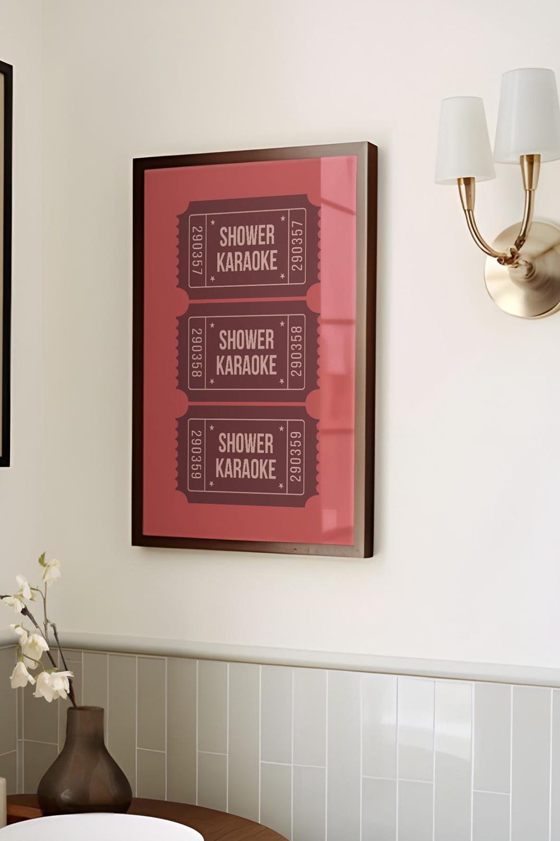 Shower Karaoke Fun Red Ticket Stub Bathroom Humor Quote Print - Image 2
