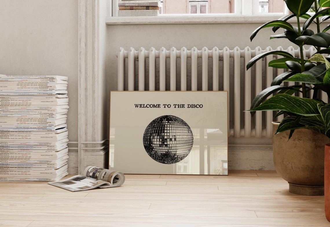 Welcome To The Disco Retro Mirror Ball Horizontal Party Decor Poster - Image 2