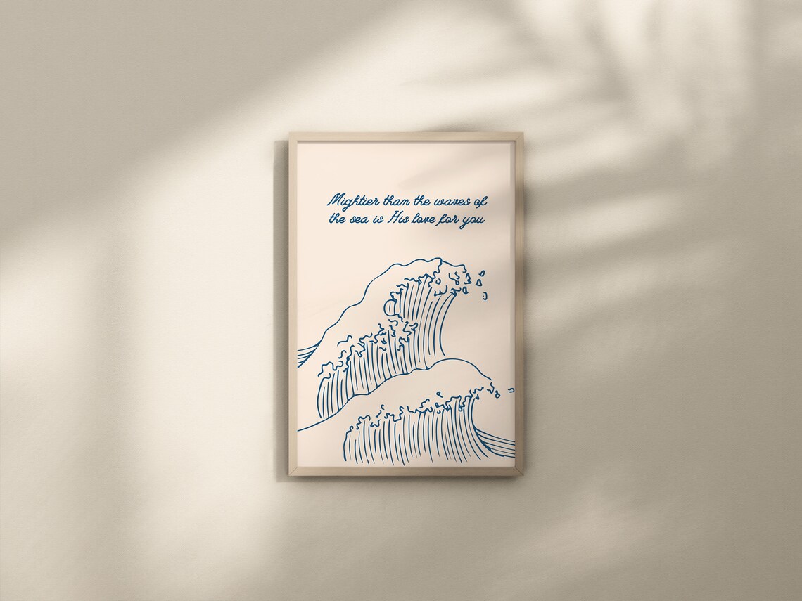 Psalm 93:4 Minimalist Christian Ocean Art Print - Image 2