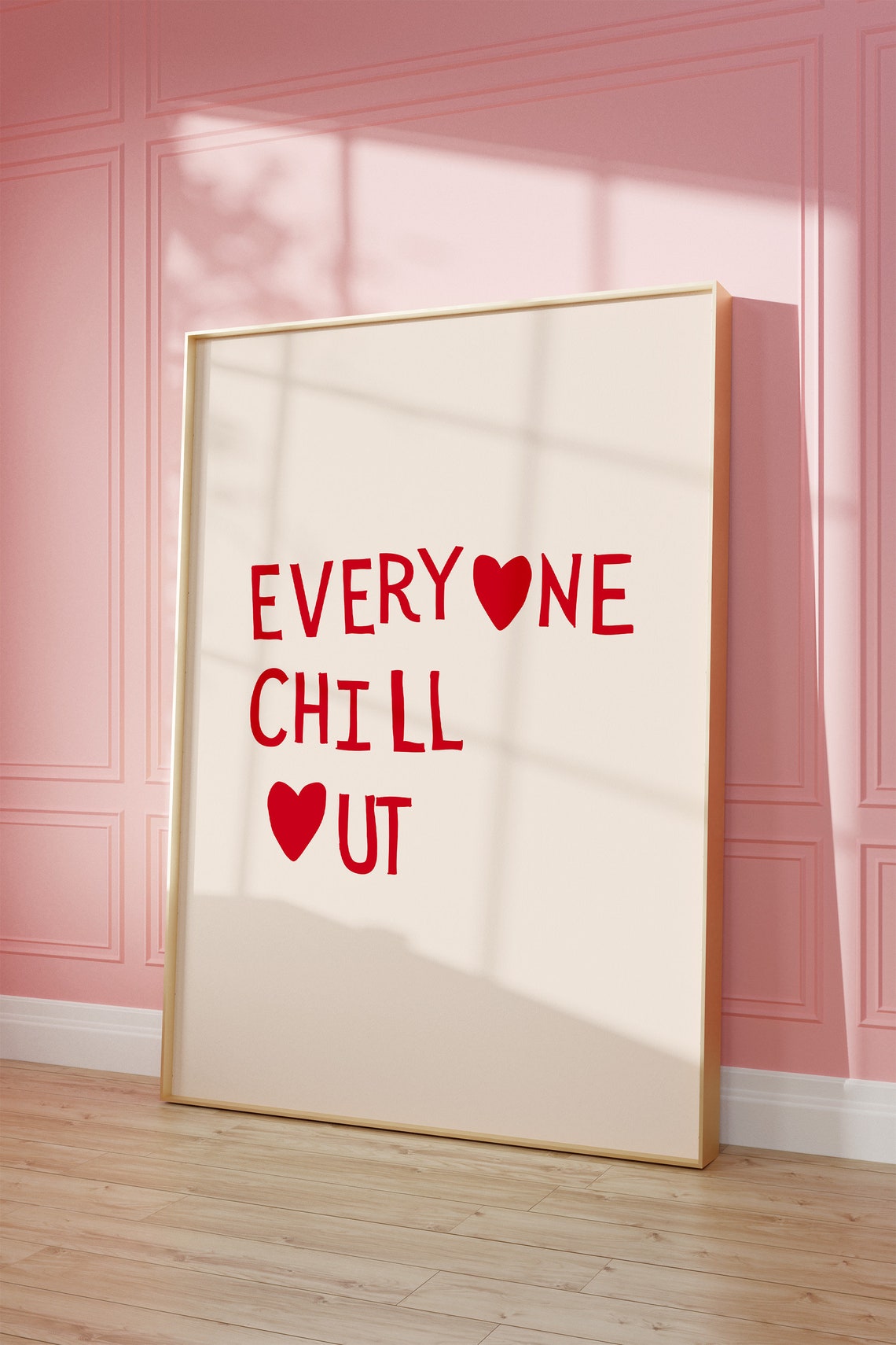 Everyone Chill Out Red Heart Typography Trendy Apartment Poster