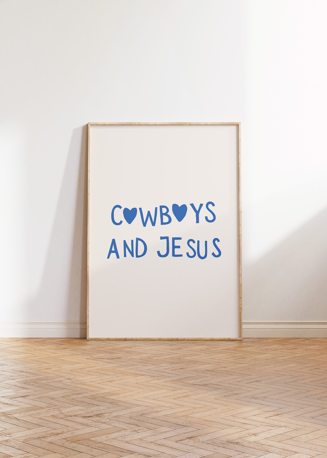 Cute Western Print Cowboys And Jesus Poster Heart Typography Wall Art Blue Christian Print Trendy Cowgirl Poster 1 Print - Image 2
