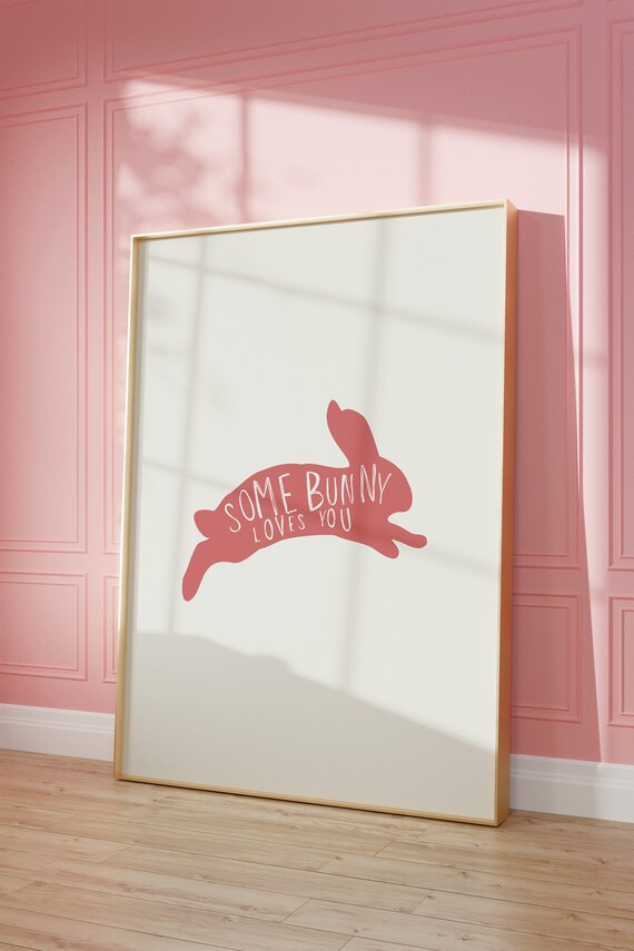 Cute Bunny Print Trendy Easter Decor Springtime Poster Rabbit Line Art Print Easter Quote Wall Art Spring Decor 1 Print