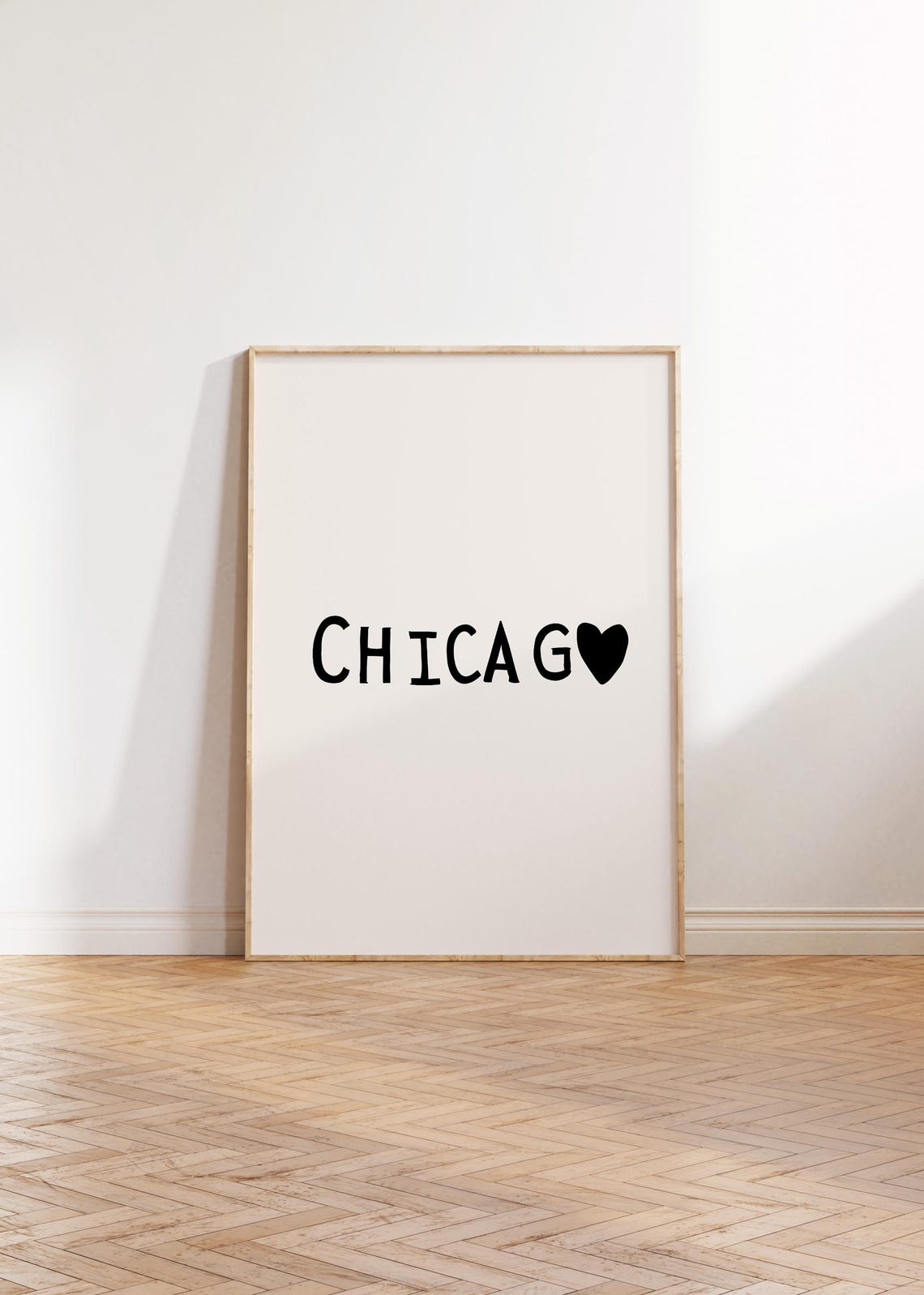 Cute Chicago Illinois Heart Minimalist Black Typography Poster - Image 3