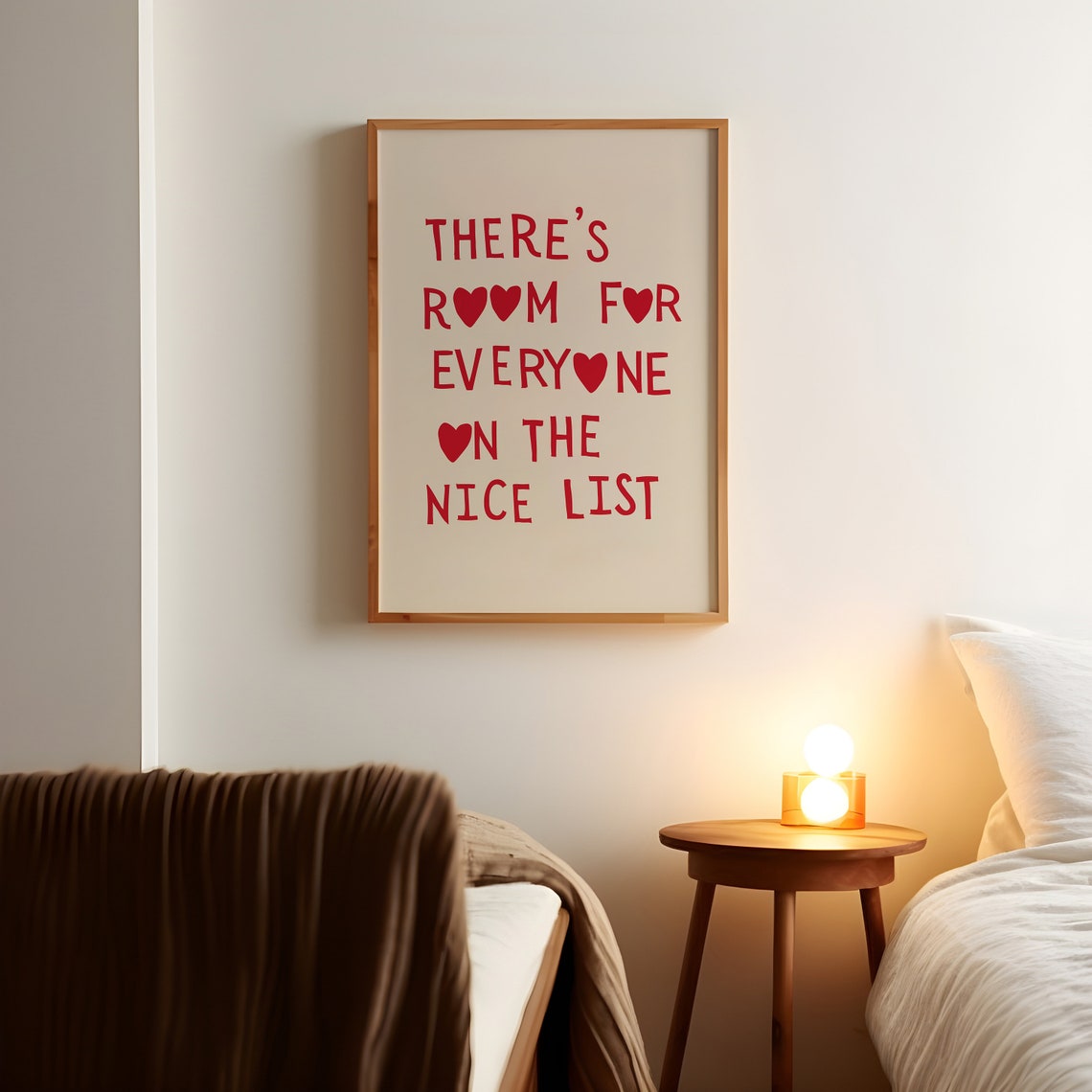 Room For Everyone On The Nice List Red Heart Christmas Quote Poster - Image 3