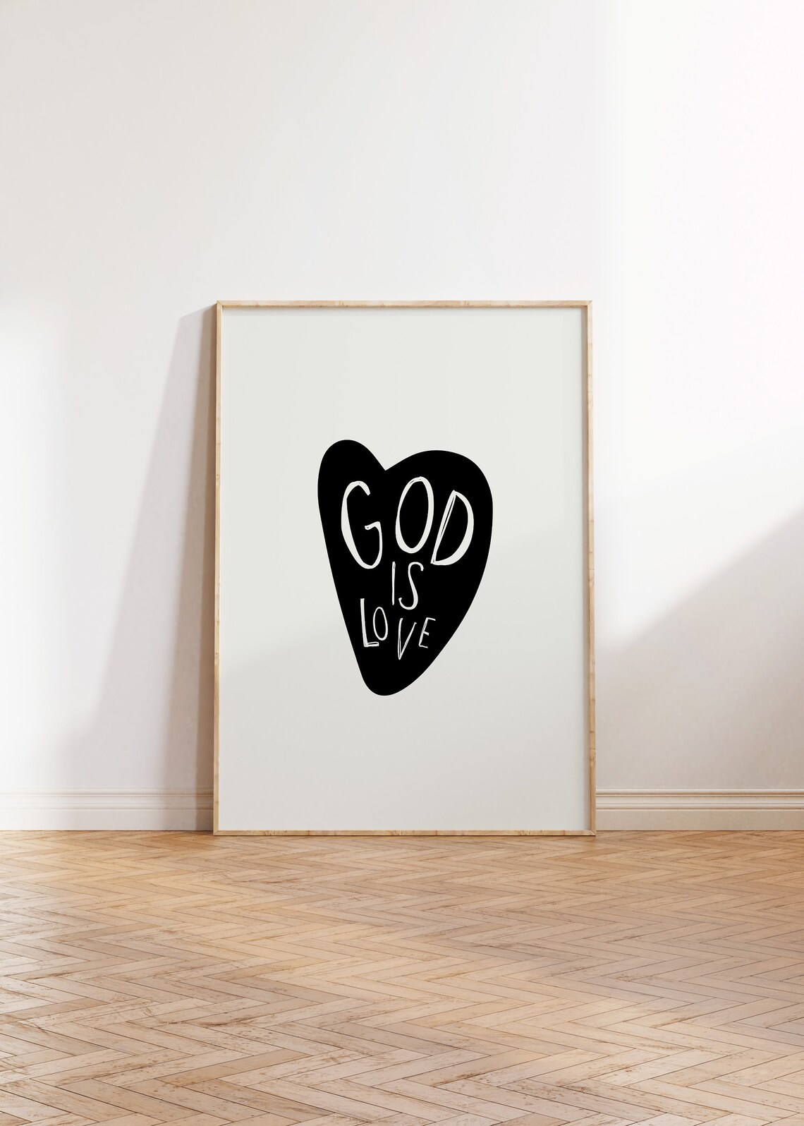 God Is Love Hand Lettered Heart Christian Faith Quote Wall Art - Image 3