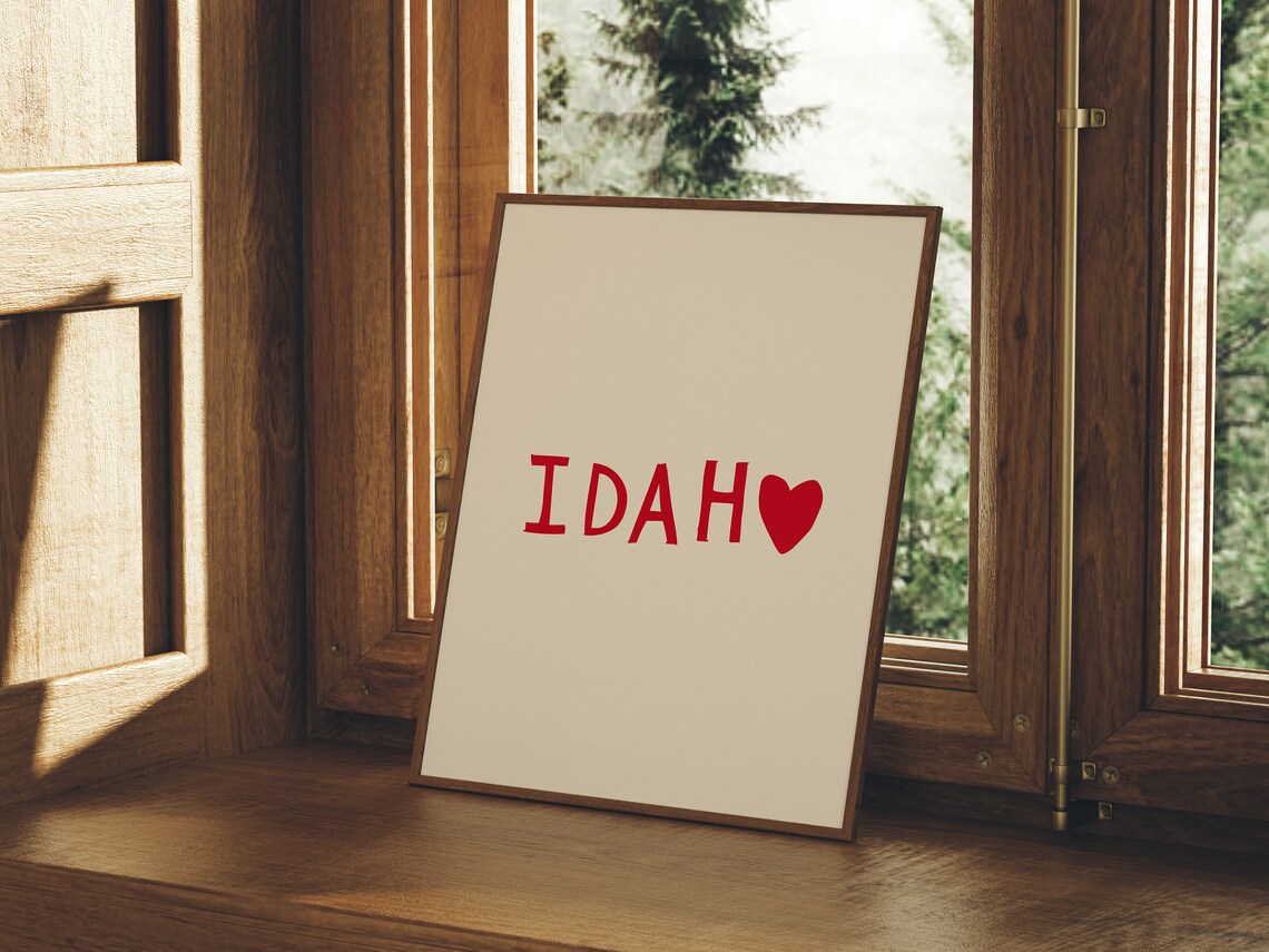 Idaho Heart Red Typography Minimalist State Pride Love Wall Art - Image 3