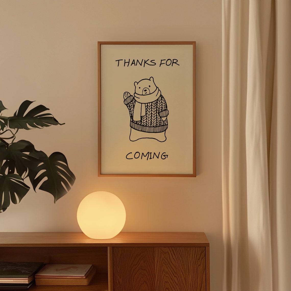 Thanks For Coming Cozy Polar Bear Sweater Cute Winter Poster - Image 4