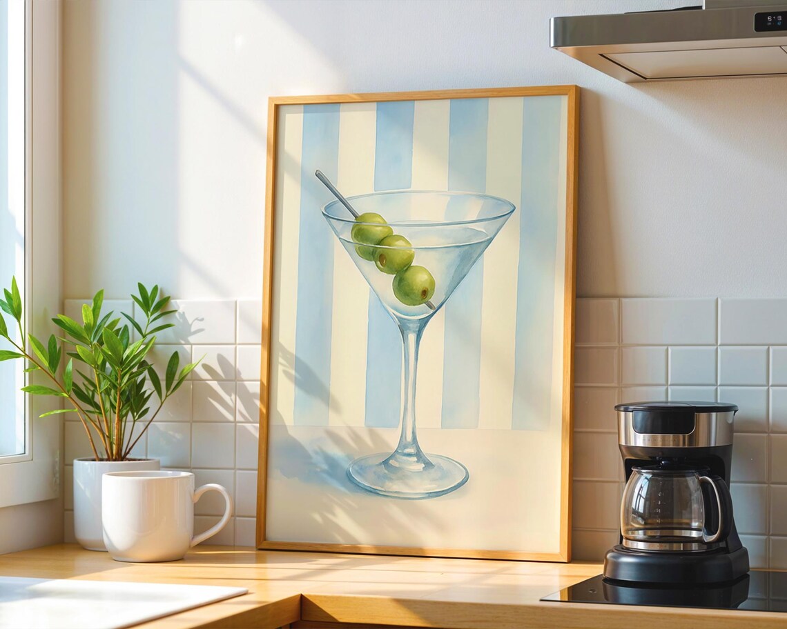 Elegant Cocktail Art Print, Retro Kitchen Decor