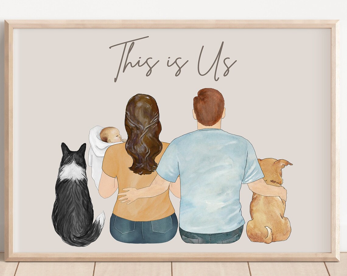 Personalized New Parents with Baby and Two Dogs This Is Us Poster