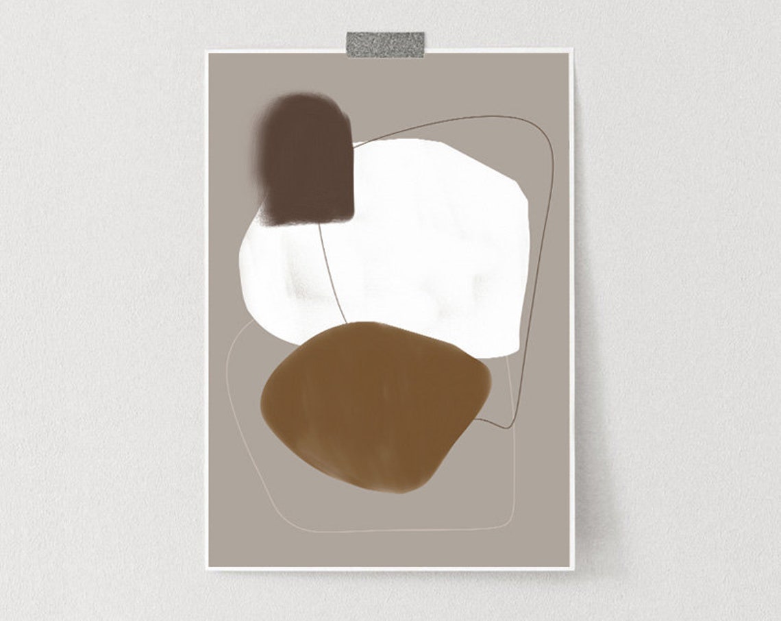 Neutral Beige Minimalist Abstract Rounded Shapes Earthy Neutral Poster