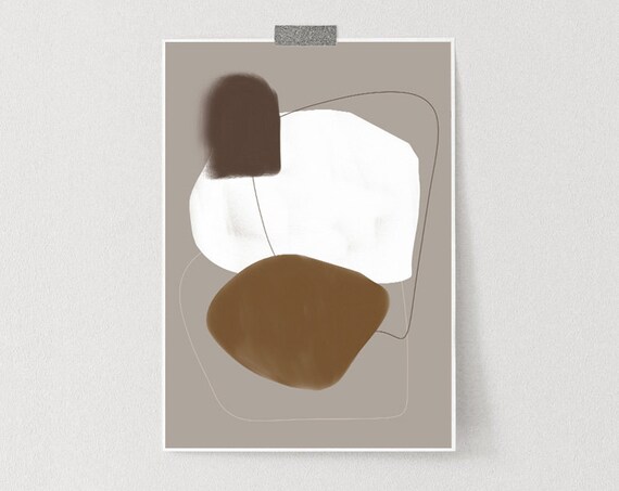 Modern Abstract Poster Print Neutral Wall Art Minimalist Painting Wall Art Geometric Print Boho Decor Abstract Print