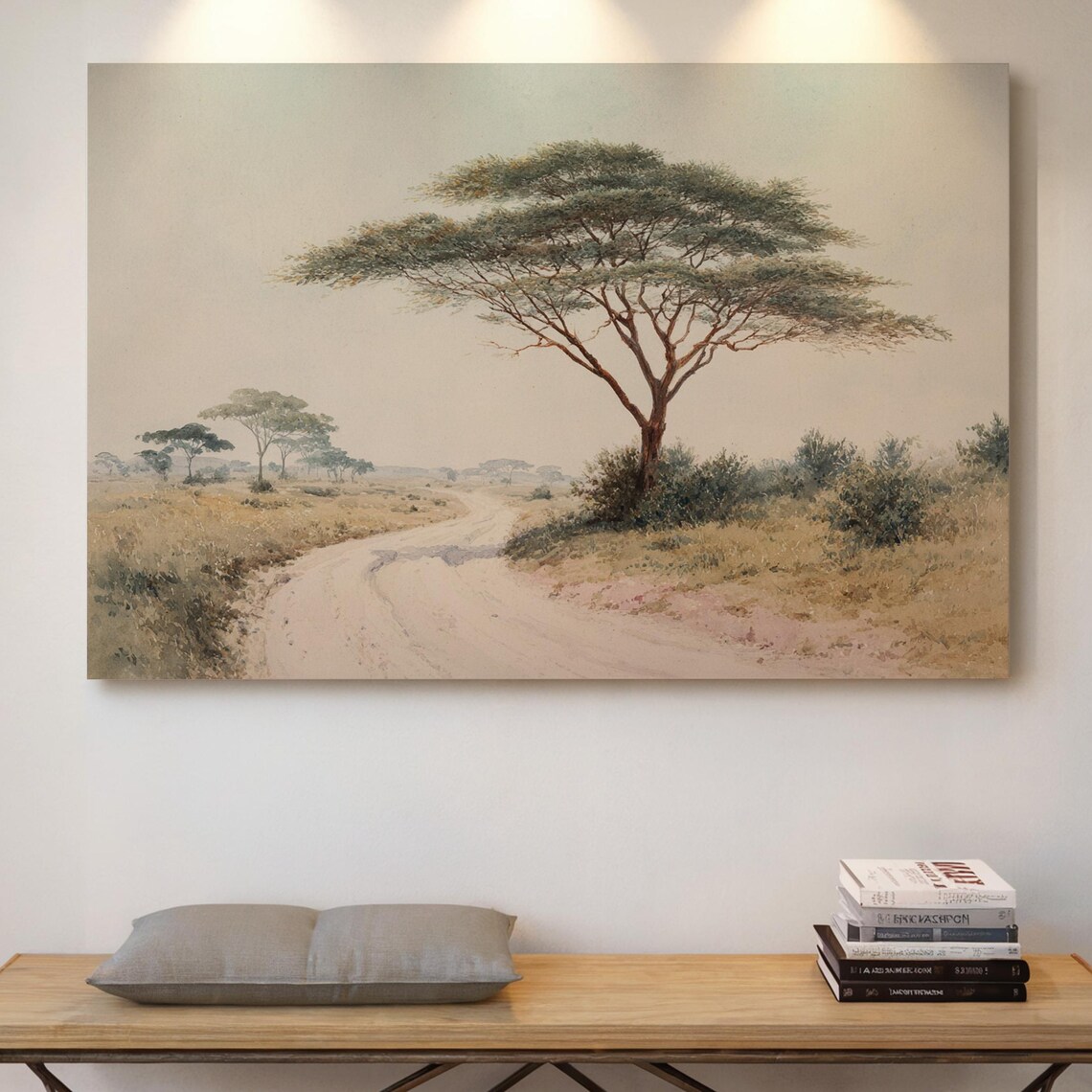 African Savannah Acacia Tree, Rustic Neutral Art Print