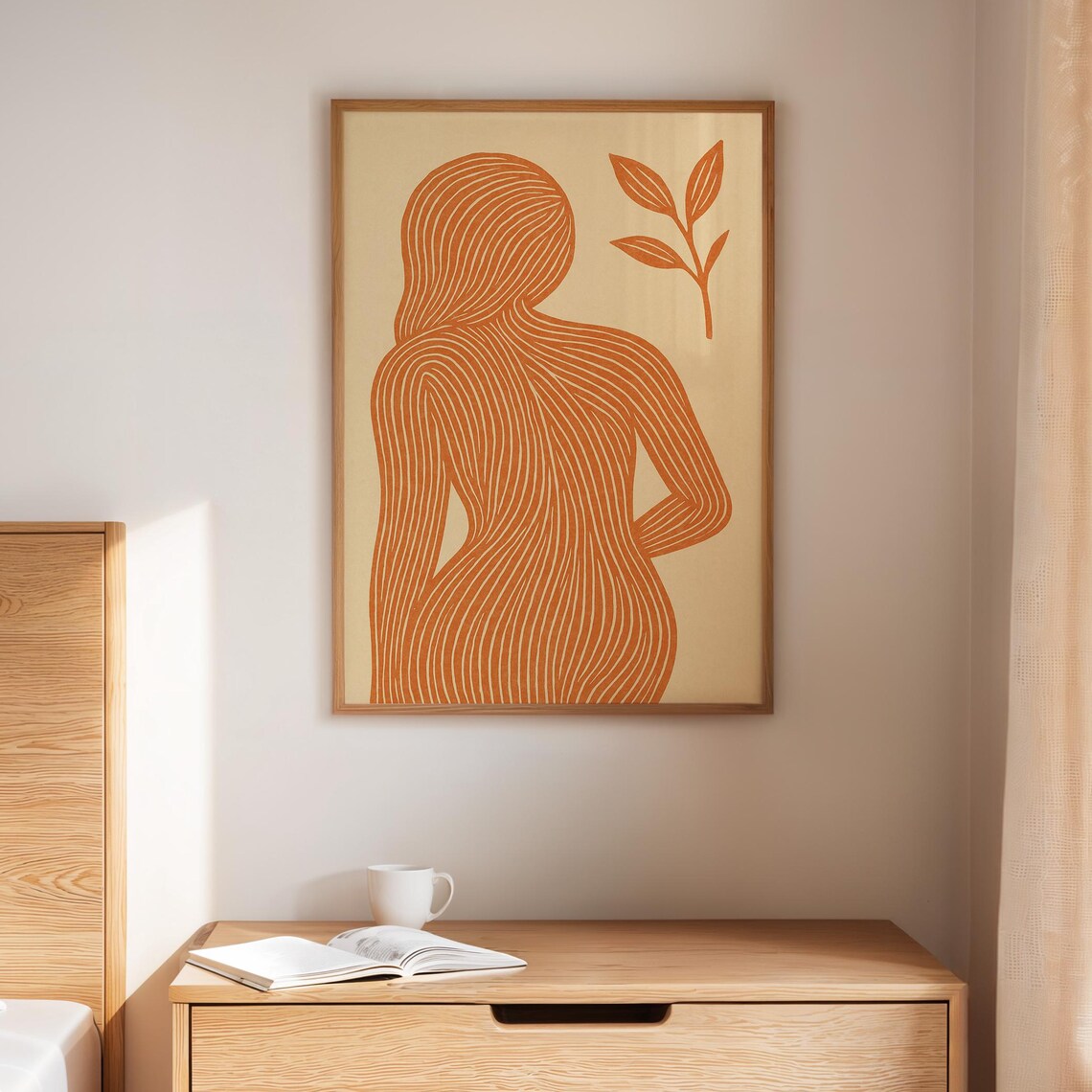 Earthy Line Woman Abstract Feminine Silhouette Terracotta Poster