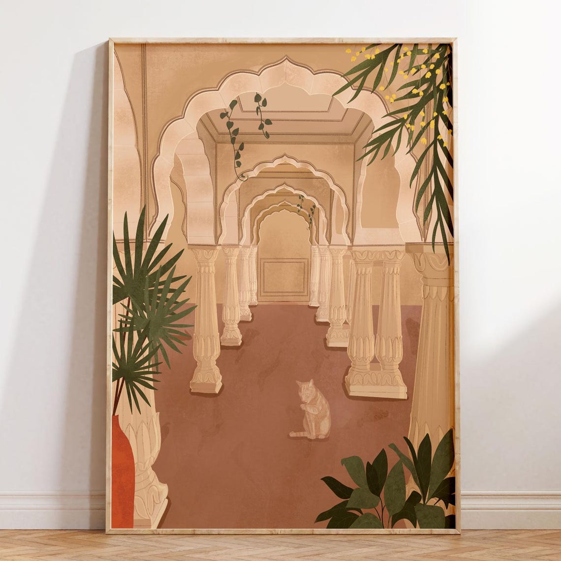 Amber Fort Jaipur India Art Print Mughal Architecture Illustration