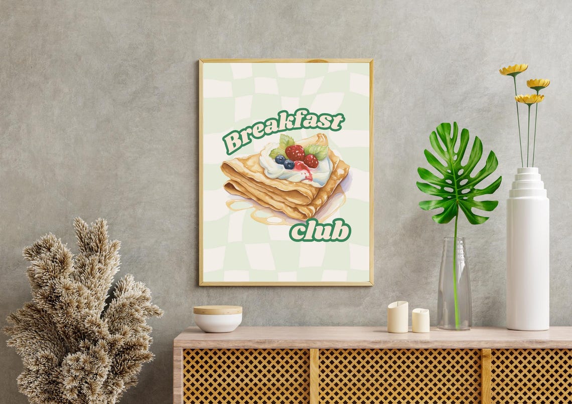 Breakfast Club Crepes With Berries On Mint Checkerboard Poster - Image 2
