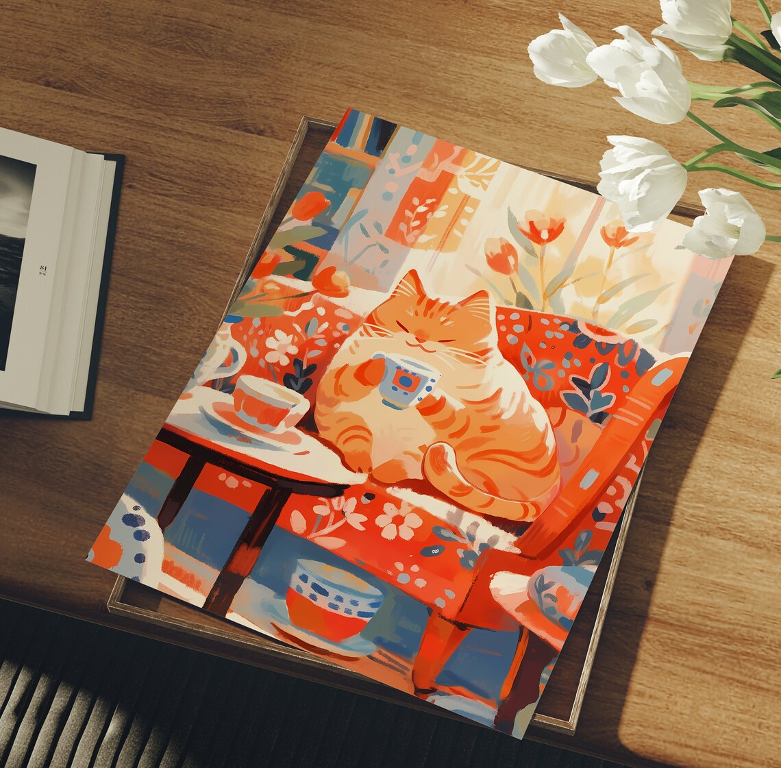 Cute Cat Wall Art Print, Cat Theme Room Decor - Image 3