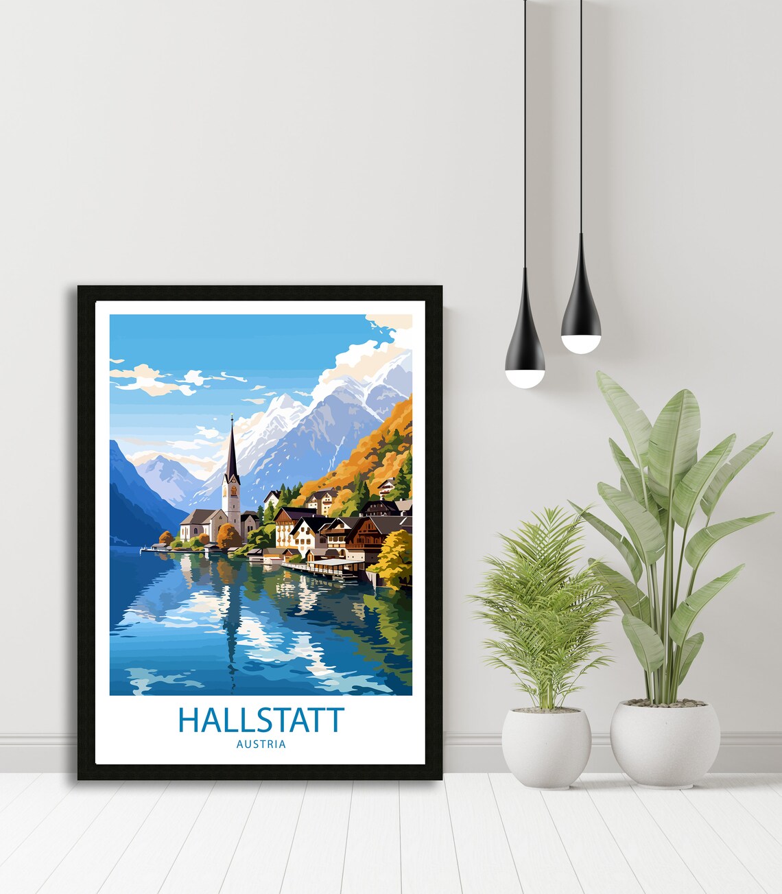 Hallstatt Austria Village on the Lake Beneath Alpine Peaks Poster - Image 2