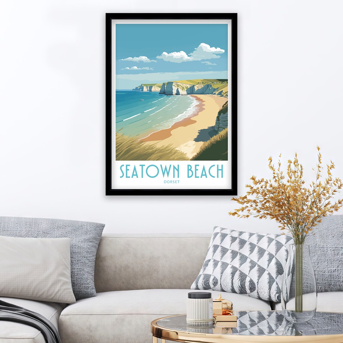 Seatown Beach Dorset Travel Poster - Image 3