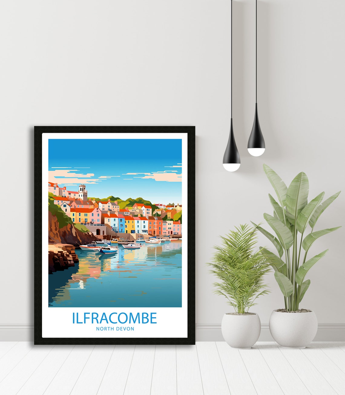 Ilfracombe North Devon Harbour Boats Colorful Houses Bay View Poster - Image 4