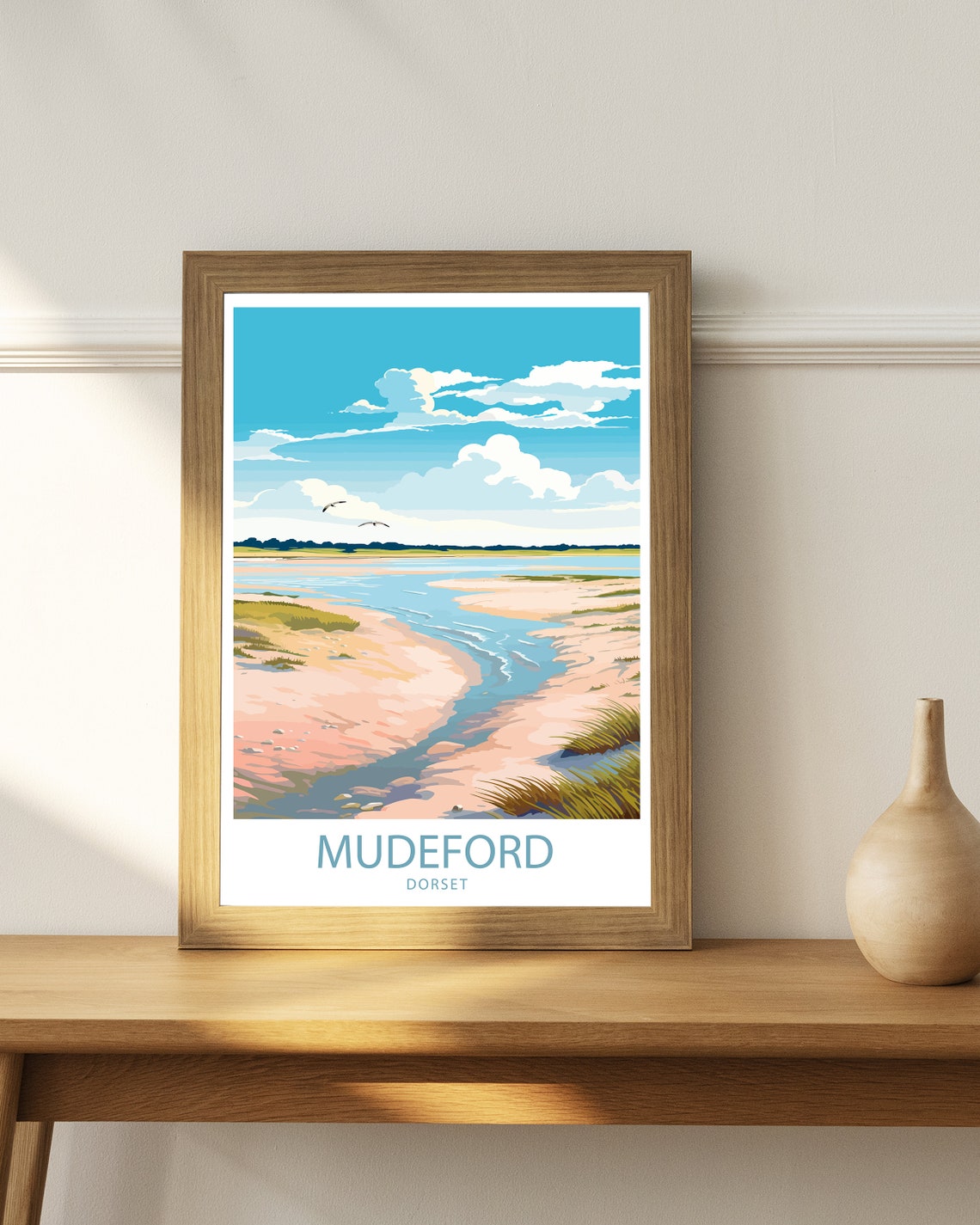 Mudeford Dorset Estuary Sandbanks Birds Peaceful Wetland Art Poster - Image 3